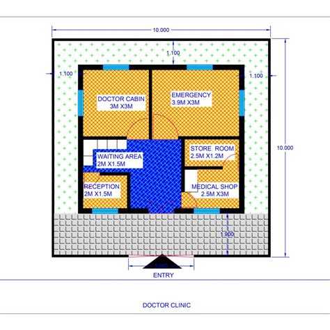 10x10square meter doctor clinic - CAD Files, DWG files, Plans and Details