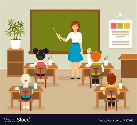 Classroom with teacher and students Royalty Free Vector | Student cartoon, Art classroom ...