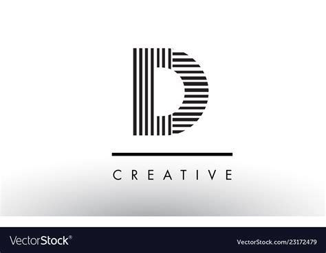 D black and white lines letter logo design Vector Image