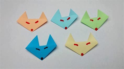 Origami sticky note animals | Learn how to make an easy and cute paper fox puppet | 1 minute ...