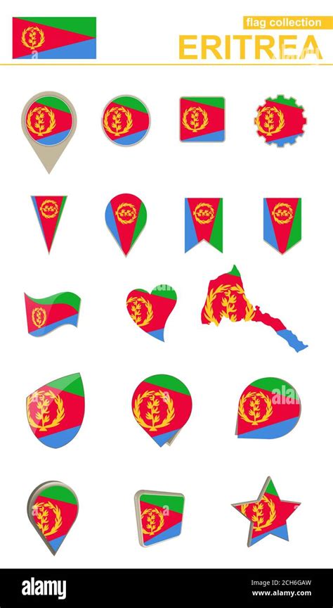 Eritrea Flag Collection. Big set for design. Vector Illustration Stock ...