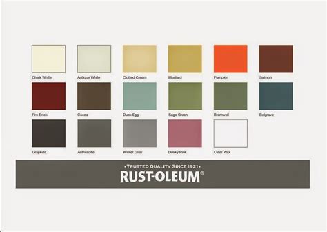 RUST-OLEUM Colour Chart | Chalk paint colors, Paint color chart, Rustoleum chalk paint colours