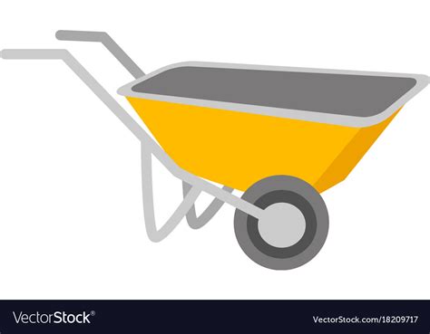 Yellow wheelbarrow cartoon Royalty Free Vector Image