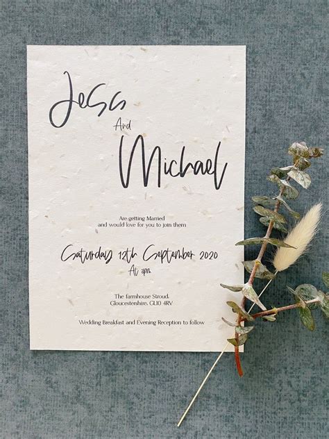 Seeded paper wedding invitations plantable wedding | Etsy in 2021 | Bruiloftsuitnodigingen