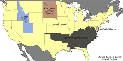 Largest Christian Denomination in the United States : r/MapPorn