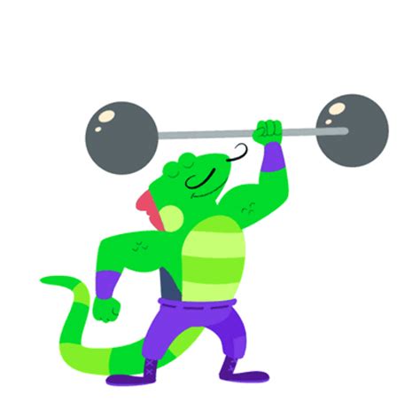 Exercise Barbell Iguana Cartoon GIF | GIFDB.com