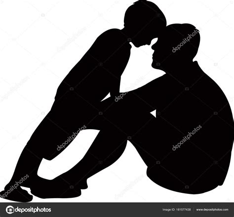 Father Son Talking Hugging Silhouette Vector Stock Vector Image by ©Dr ...