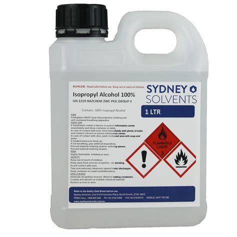 IsoPropyl Alcohol - IPA Isopropanol 100% 1 Litre | Sydney Solvents