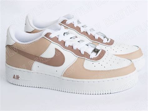 Nike Air Force 1 Custom Sneakers Beige Brown | Etsy