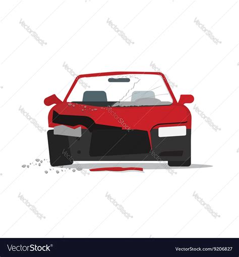 Crashed car auto accident isolated on white Vector Image