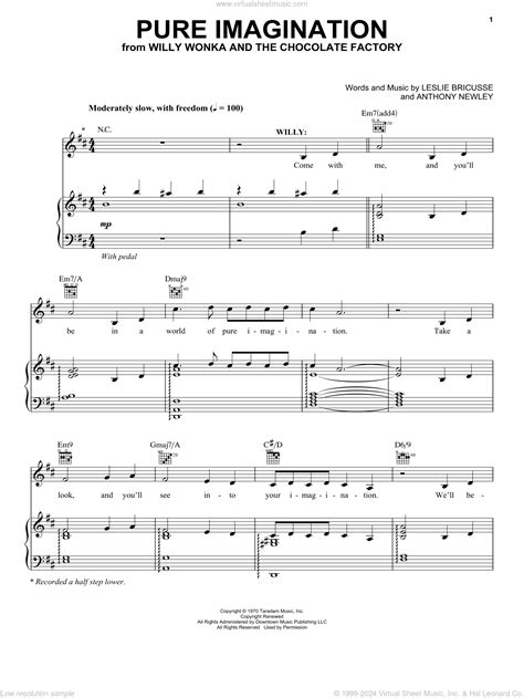 Factory - Pure Imagination sheet music for voice, piano or guitar