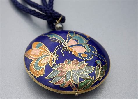 Vintage Cloisonne Necklace Blue Vintage Costume Jewelry