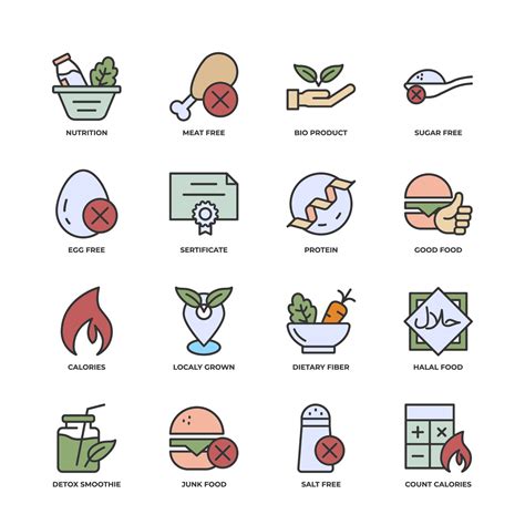 Healthy Food set icon, isolated Healthy Food set sign icon, icon color editable. vector ...