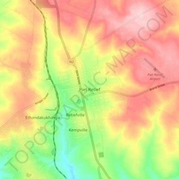 Piet Retief topographic map, elevation, terrain