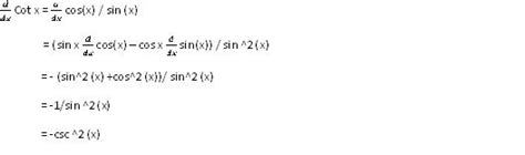 Derivatives of cotangent function | Online Math Homework Help