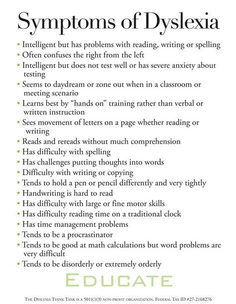 Symptoms of Dyslexia (Infograph)