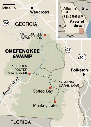 Okefenokee Swamp On Georgia Map