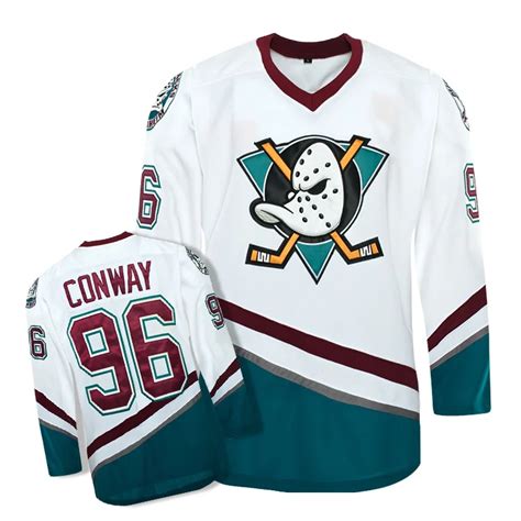 Free Shipping,Men's high quality Mighty Ducks Movie Jersey #96 Charlie Conway #8 #9 #13 #17 ...