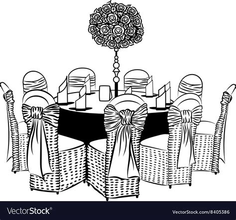 Banquet table with chairs Royalty Free Vector Image