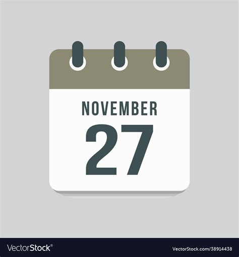 Icon day date 27 november template calendar page Vector Image