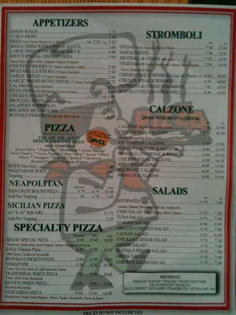 Joey's Pizza Menu, Menu for Joey's Pizza, Thorndale, Chester County - Urbanspoon/Zomato