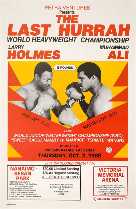 Larry Holmes vs. Muhammad Ali 1980 Canadian Window Card Poster - Posteritati Movie Poster Gallery