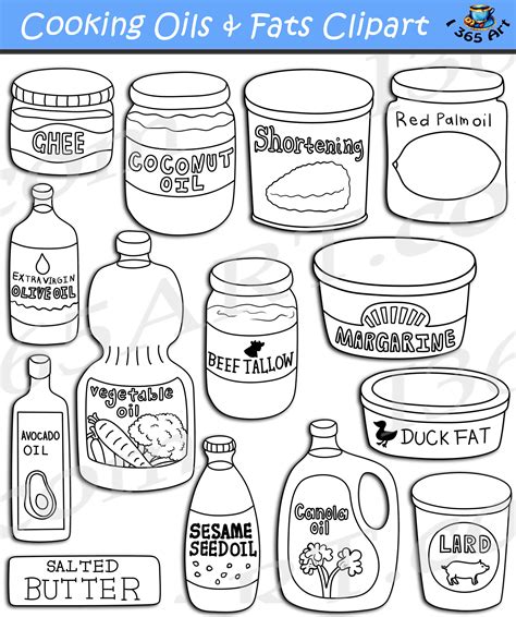 Cooking Oils and Fats Clipart Set Download - Clipart 4 School