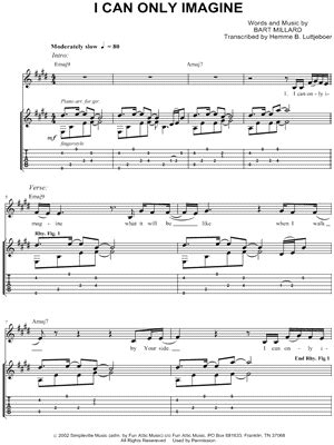 MercyMe "I Can Only Imagine" Guitar Tab - Download & Print