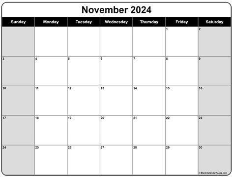 2024 Calendar Template November - National Day Calendar 2024