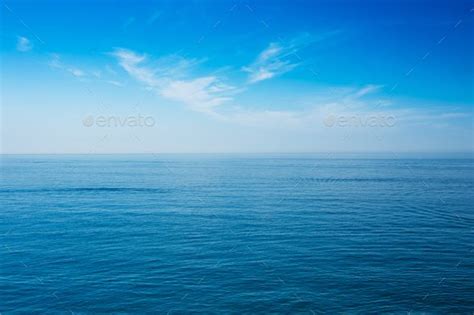 Sea Ocean And Blue Clear Sky Background