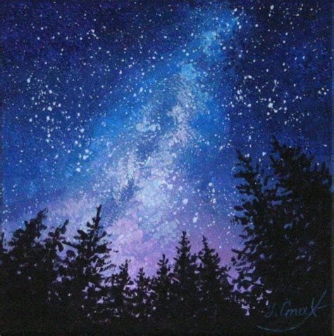 Starry Sky Painting Milky Way Art Starry Night Art Acrylic | Etsy | Night sky painting, Starry ...