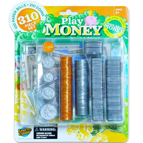 Kids Play Fake Money Set Bills & Coins – Learn & Climb