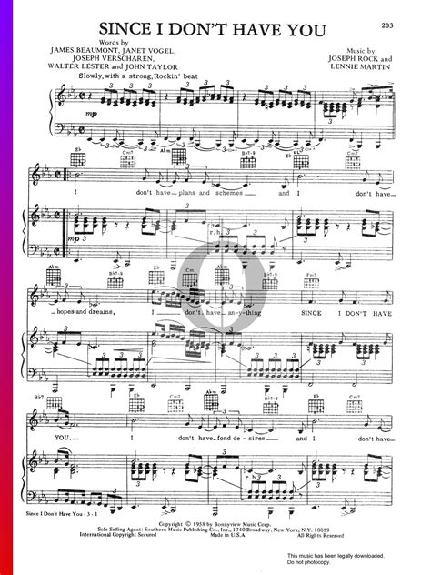 Since I Don't Have You (The Skyliners) Piano Sheet Music - OKTAV