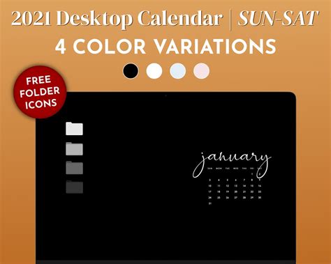 2021 Minimalistic Desktop Wallpaper Organized Calendar 4 Different ...