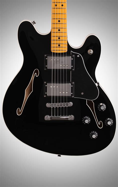 Fender Modern Player Starcaster Electric Guitar, with Maple Fingerboard, Black