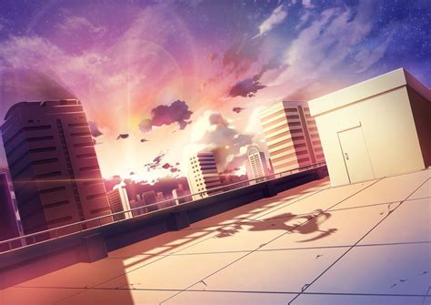 anime, Sunlight, Building, Rooftops, Skyscraper, Soft shading HD Wallpapers / Desktop and Mobile ...