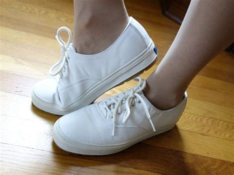 Vintage genuine classic white leather Keds blue label sneakers tennis ...