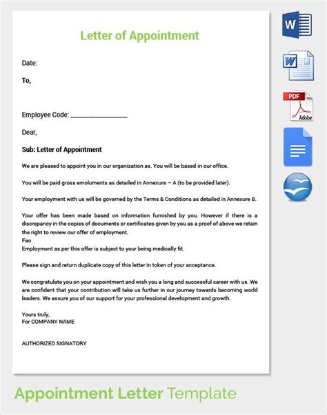 Letter Of Appointment Template - Salvabrani