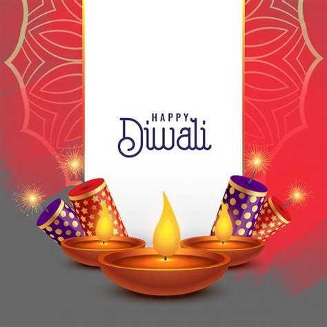 Free Vector | Beautiful diwali card design with crackers