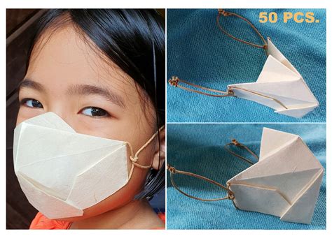 (SMALL- 50 Pcs.) 100% Biodegradable Abaca Origami Face Mask - Indigenous PH