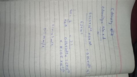 DI Density of copper is 9x10'kgm and its atomic weight is 63. A current ...