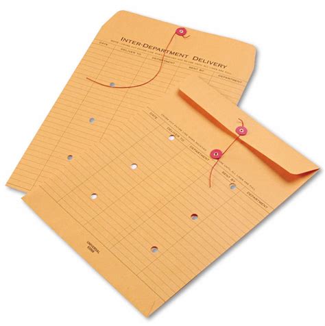 UNIVERSAL Interoffice Envelopes, Material Kraft, Envelope Closure String and Button, Color Brown ...