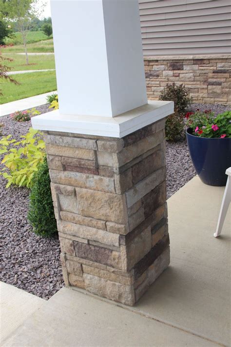 Versetta Stone on front porch column - modern craftsman style home https://www.facebook.com ...