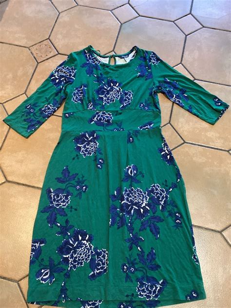 Ladies Joules Pretty Green Navy Blue Floral Tunic Dress Wedding Size 12 ...