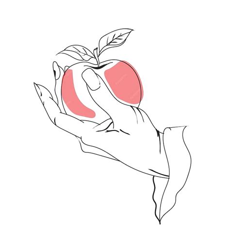 Premium Vector | Continuous one line drawing of hand holding apple fruit simple apple fruit on ...