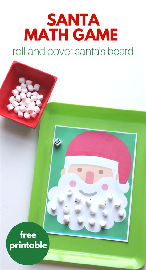 Roll & Cover Santa Math Game - Free Printable Game! | Santa math ...