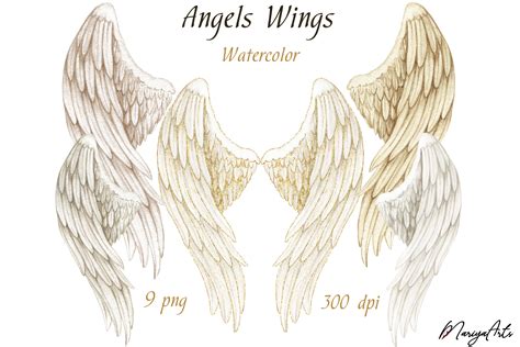 Angel Wings Watercolor Clipart, Angelic Wing, Gold Glitter (689254 ...