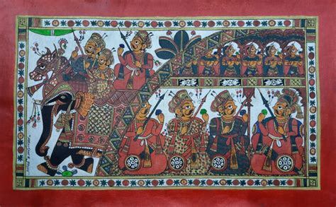 Kingdom #1 - Phad painting (12" x 24") - International Indian Folk Art ...