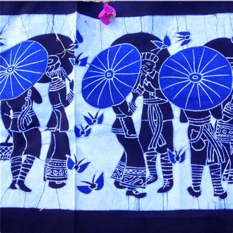 Chinese national style fabric wall decoration. Handmade batik craft ...