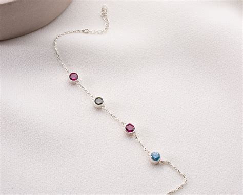 Silver Birthstone Bracelet Gold Birthstone Bracelet for Mom - Etsy